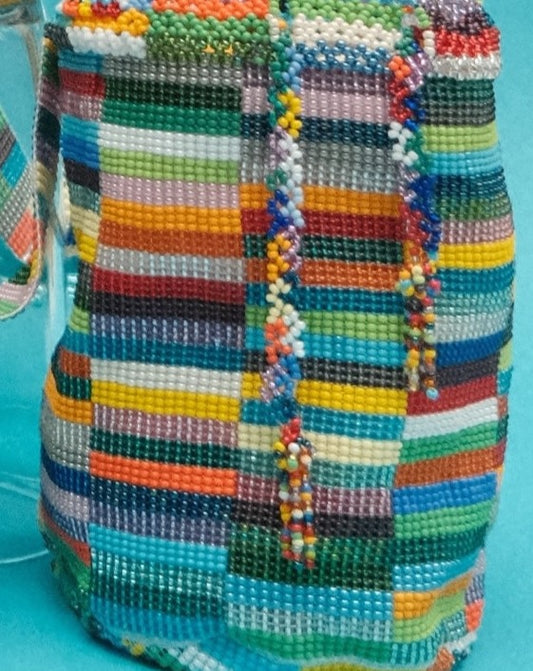 MINI MULTICOLOR BEADED MOCHILA WITH STRAP